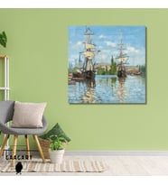 Kare Kanvas Tablo Ünlü Eserler Monet Seine Nehri Üzerinde ki Gemiler