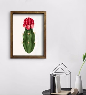 BK Gift Kaktüs Tasarımlı Doğal Masif Ahşap Çerçeveli Tablo 45x65cm-19