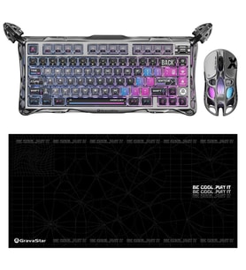 Gravastar K1 Pro Mekanik Gaming Klavye, X Kablosuz Optik Mouse ve Mousepad Oyuncu Seti, Cyberpunk