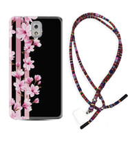 Samsung Note 3 4 5 8 9 20 Ultra 10 Lite Kılıf Boyun Asklı Rasta Silikon Pink Flowers 3 1393