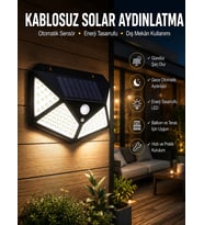 Güneş Enerjili Bahçe Aydınlatma Lambası Solar 100 Led Lamba