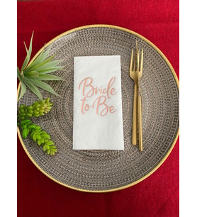 Rose Gold Yaldızlı Beyaz Bride To Be Peçete 16 lı