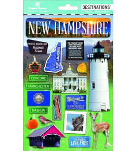 Travel New Hampshire 2D Etiketler, 3'lü Paket