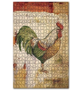 Cakapuzzle Kart Postalda Yeşil Horoz Görseli Puzzle Yapboz MDF (Ahşap) (120 Parça)
