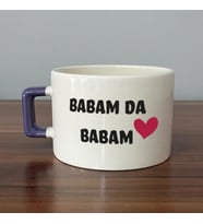 Babam Da Babam Baskılı Mor Kulplu C Fincan