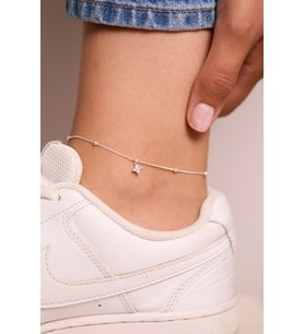 Elika Silver 925 Ayar Gümüş Top Zincirli Zirkon Taşlı Minimal Halhal