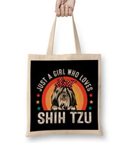 Vintage Shih Tzu Dog Design For Dog Lover Bez Çanta Uzun Saplı