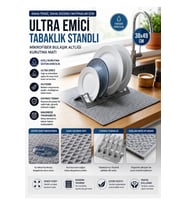 ÇARŞI HANEM Ultra Emici Standlı Tabaklık Kurutma Matı Tezgâhınızı Kuru ve Düzenli Tutun