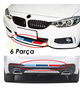 Bmw M Ön Arka Tampon 3 Renk Sticker Set Yapıştırma Etiket 6 Parça