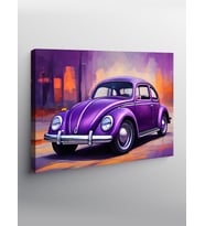 Kanvas Tablo Retro Mor Kaplumbağa Araba