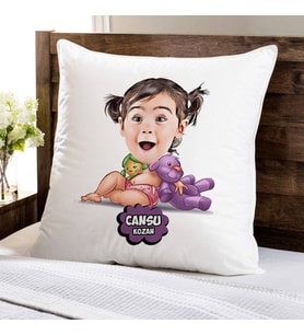 Kişiye Özel Şirin Kız Bebek Karikatürlü Yastık