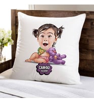Kişiye Özel Şirin Kız Bebek Karikatürlü Yastık