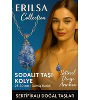 Sertifikalı Gümüş Tel Sargılı Doğal Sodalit Taşı Kolye – 25-30 mm Zihin ve Denge Taşı (Çok Renkli)