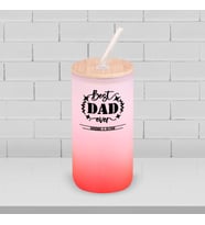 BK Gift İsimli Dad Tasarımlı Kırmızı Renk Pipetli Buzlu Cam Bardak 600ml - 9, Babaya Hediye, Doğum Günü Hediyesi