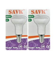 (2 Adet) Şavk 6W (37W) Sarı Işık (3000K) E14 Duylu (İnce Duy) Led R50 Ampul