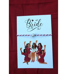 20 Adet Kırmızı Beyaz Şans Bilekliği - Kına Hediyesi  Bride  (İsim Yazılır) m3