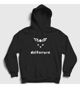 Presmono Unisex Beyaz Logo Deltarune Oyun Undertale Kapüşonlu Sweatshirt 436019tt (Siyah)