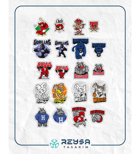 Takım Maskotları Sticker Set-1 20 Parça Telefon, Tablet, Defter, Laptop Sticker