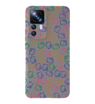 Xiaomi Mi 12T Pro Uyumlu Lansman Kılıf Hello Kitty Tasarımlı İçi Kadife Kapak-Gri (Şeffaf)