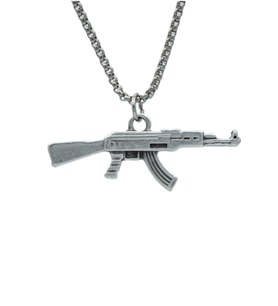 Pubg Keleş Ak-47 Kalaşnikof Örme Zincir Kolye - Gümüş Kaplama - Erkek Kadın Kolye - No:1524