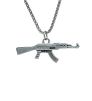 Pubg Keleş Ak-47 Kalaşnikof Örme Zincir Kolye - Gümüş Kaplama - Erkek Kadın Kolye - No:1524