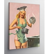 Kanvas Tablo Aşçı Pin Up Kadın
