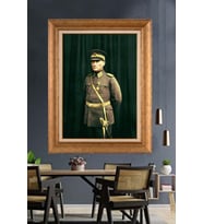 Altın Varaklı Çerçeveli Paspartulu Atatürk Tablo DC1185 (Gold)