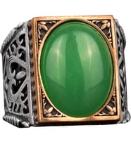 Gerçek Doğal Taş Yüzük, 925 Ayar Gümüş Yüzük (Jade)