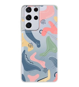 Samsung Galaxy S21 Ultra Kapak Abstract Tasarımlı Şeffaf Silikon Kılıf