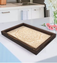 BK Gift Retro Motif Tasarımlı Doğal Ahşap Tepsi-9