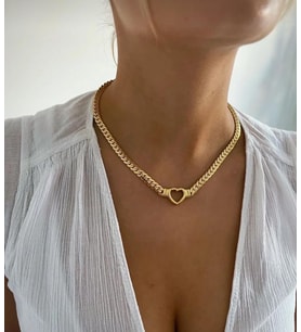 çelik üzeri  14 k altın kaplama örgü kalp kolye