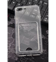 iPhone 7 Plus / 8 Plus Uyumlu Kredi Kartlıklı Şeffaf Kılıf Kamera Korumalı (Renksiz)