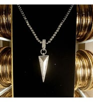 Unisex Zirkon Taşlı Mızrak Çelik Kolye (Gümüş)