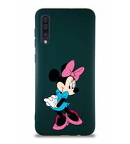 Samsung Galaxy A30S Soft Premier Kapak Minnie Mouse-F Tasarımlı Silikon Kılıf - Yeşil (Şeffaf)