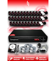 BAYICAM 32 Kameralı Panda 32 Dış Kamera Set 320 GB HDD Full HD Gece Görüşlü Güvenlik Kamerası Sistemi