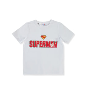 Süperman Erkek Çocuk Tişört 6-9 Yaş Beyaz (Beyaz)