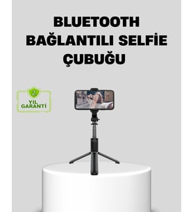 Bluetooth Selfie Çubuğu – 360° Dönebilen Başlık, Kablosuz Bağlantı