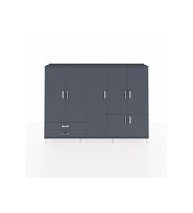 Arges Dolap 12 Raflı 2 Çekmeceli 7 Kapaklı 220x30x163 Antrasit-Antrasit