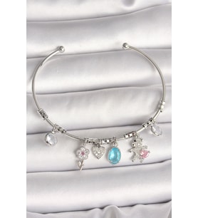 Pirinç Gümüş Renk Sallantı Zirkon Taşlı Ayıcık Figür Çiçek Detay Charm Kadın Bileklik TJ-BB6908