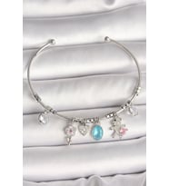 Pirinç Gümüş Renk Sallantı Zirkon Taşlı Ayıcık Figür Çiçek Detay Charm Kadın Bileklik TJ-BB6908