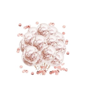 Rose Gold Konfetili Şeffaf Balon Seti