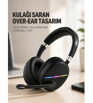 Rgb Işıklı Bluetooth Mikrofonlu Kulaklık Uzun Süreli Kullanım Type-c Şarjlı