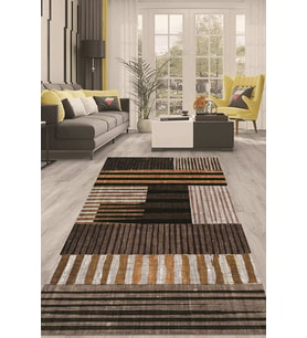 Dijital Kaymaz Taban Yıkanabilir Modern Renkli Salon Halısı Mutfak Halısı Yolluk ND-HT-927 (Kahverengi)
