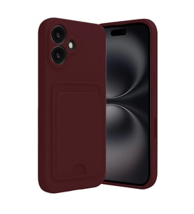 Apple iPhone 16 Kılıf Kelvin Kartvizitli Silikon - Bordo