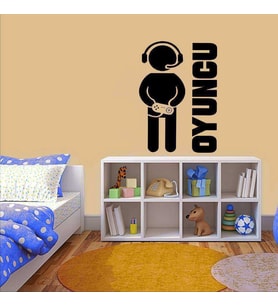 Atari - Bilgisayar Oyuncu Karakteri Dekoratif Genç Odası Duvar Sticker, Çıkartma