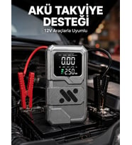 Taşınabilir Araç Akü Takviye ve Ha Kompresörü Powerbank Özellikli