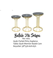 Brc Bufalo 14056 Zigon Siyah Mermer Temper cam GOLD Renk Kaplam Metal Ayak Elyapı