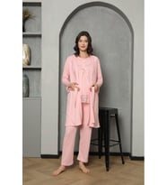 Lohusa & Hamile Gecelik Sabahlık Takım 1037 (Pembe)
