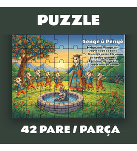 Pazil Bi Kurdî Şengê û Pengê - Kürtçe Puzzle (42 Pare/Parça - A4) (Çok Renkli)