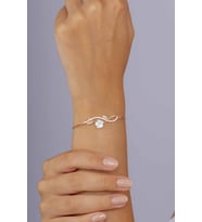 Gümüş Pazarım Manolya Çiçeği Kadın Rosegold Gümüş Bileklik (Sarı)